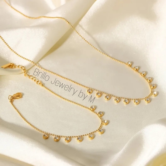 New Circle Crystal Clear Bracelet and Necklace Set - Picture 2 of 3